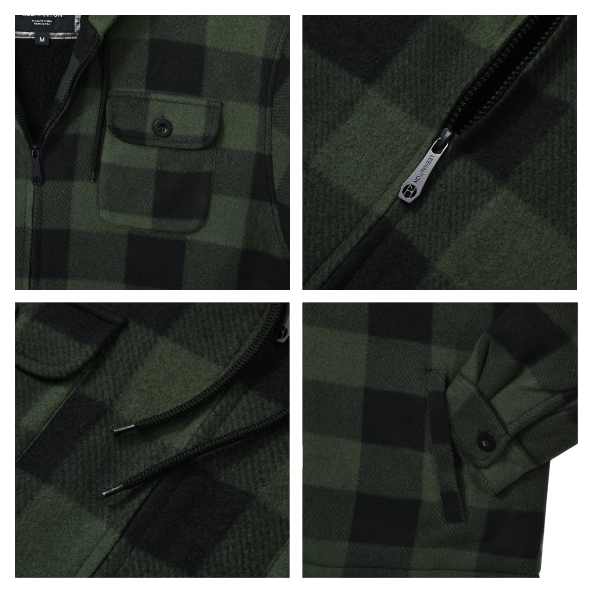 SwissWell Camicia Boscaiolo Uomo Giacca Flanella a Quadri Spessi Fodera di Peluche Felpa Cappuccio Foderata Casual Uomo Felpa con Cappuccio in pile Giacca Invernale con Tasca