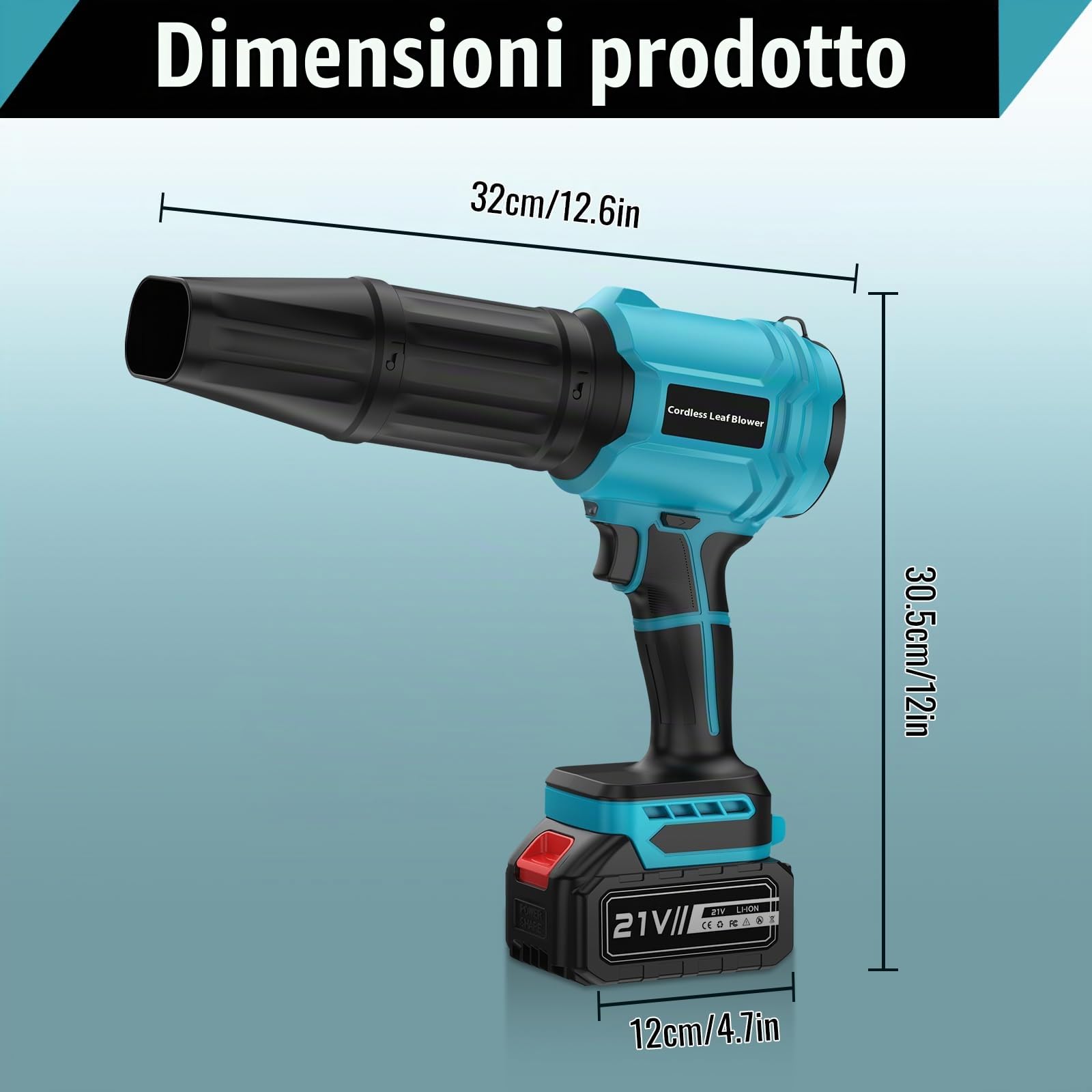 Soffiatore a batteria con 2 batterie da 4,0 Ah, motore turbo da 800.000 giri/min, velocità dell'aria 65 m/s, soffiatore senza fili con regolazione continua e 2 tubi di soffiaggio per giardino