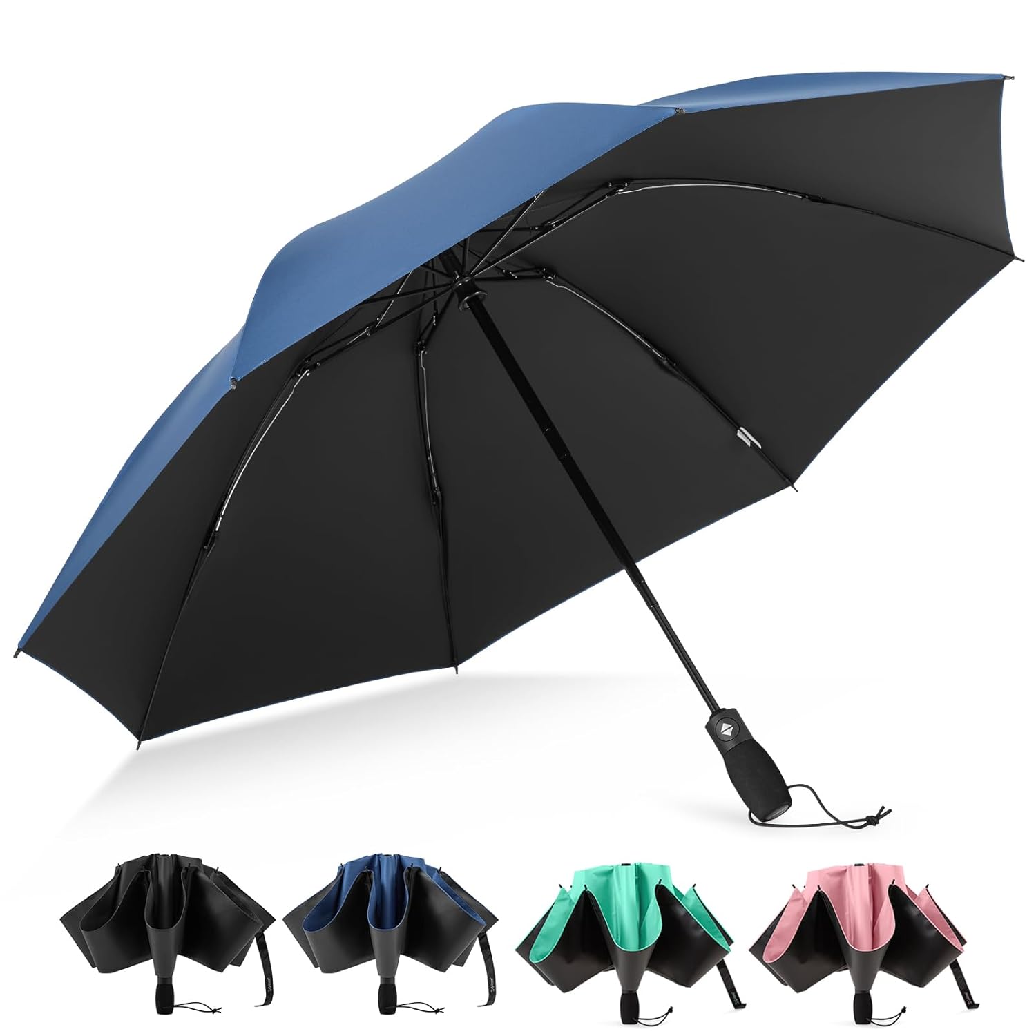 G4Free 46 Inch Reverse Windproof Umbrella for Sun Rain Strong 8 Ribs Compact Inverted Folding Travel Umbrella Automatic