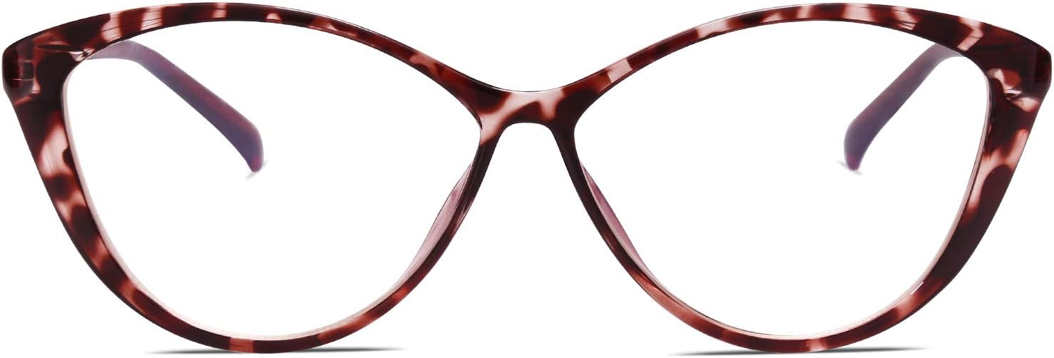 SOJOS Oversized Cateye Blue Light Blocking Glasses Women TR90 Lightweight Frame Computer Eyeglasses SJ5057 with Purple Tortoise Frames/Anti-Blue Light Lenses