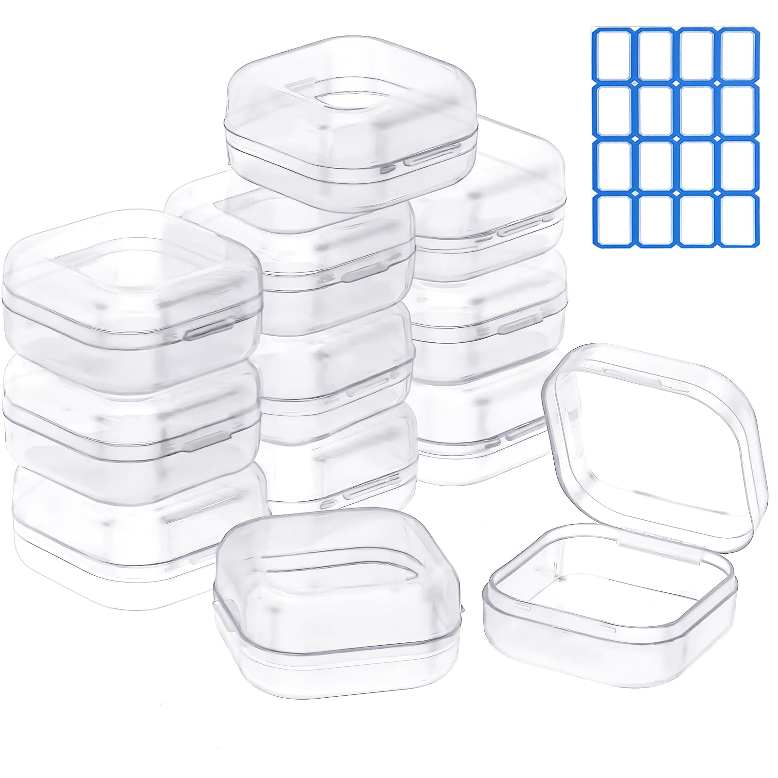 AHANDMAKER 16 Contenitori In Plastica Con Coperchio Trasparente Per Gioielli - 2 Colori, Scatole Con Spugna, Portatili, Ideali Per Gemme, Monete E Piccoli Oggetti