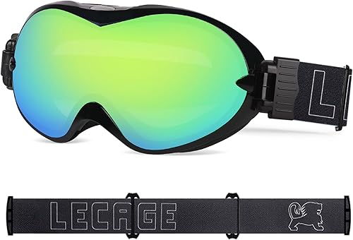 LECAGE Gafas de esquí OTG antivaho para nieve y snowboard para hombres y mujeres, protección UV