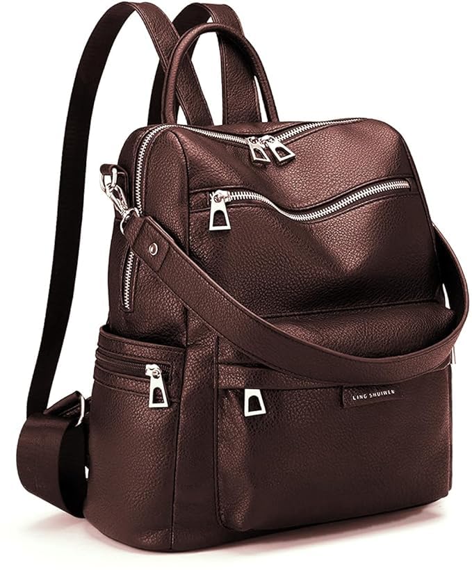 Image of Leather Backpack for Women | Large Capacity | College and Office use | PU Leather | shoulder bag for Ladies,