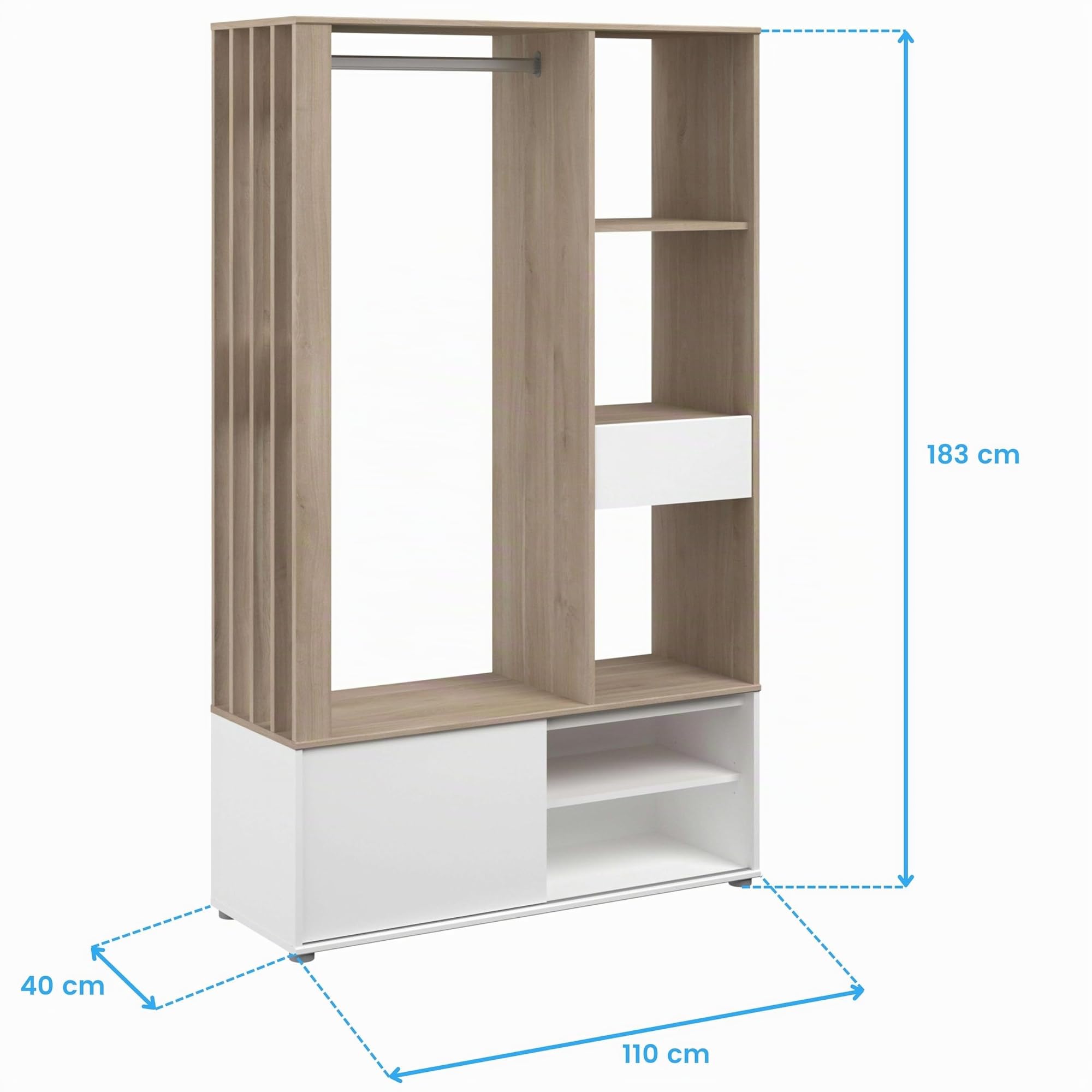 Miroytengo Recibidor Woody Color Roble y Blanco Entrada recibidor Mueble Auxiliar Varias Opciones almacenaje 183x110x40 cm