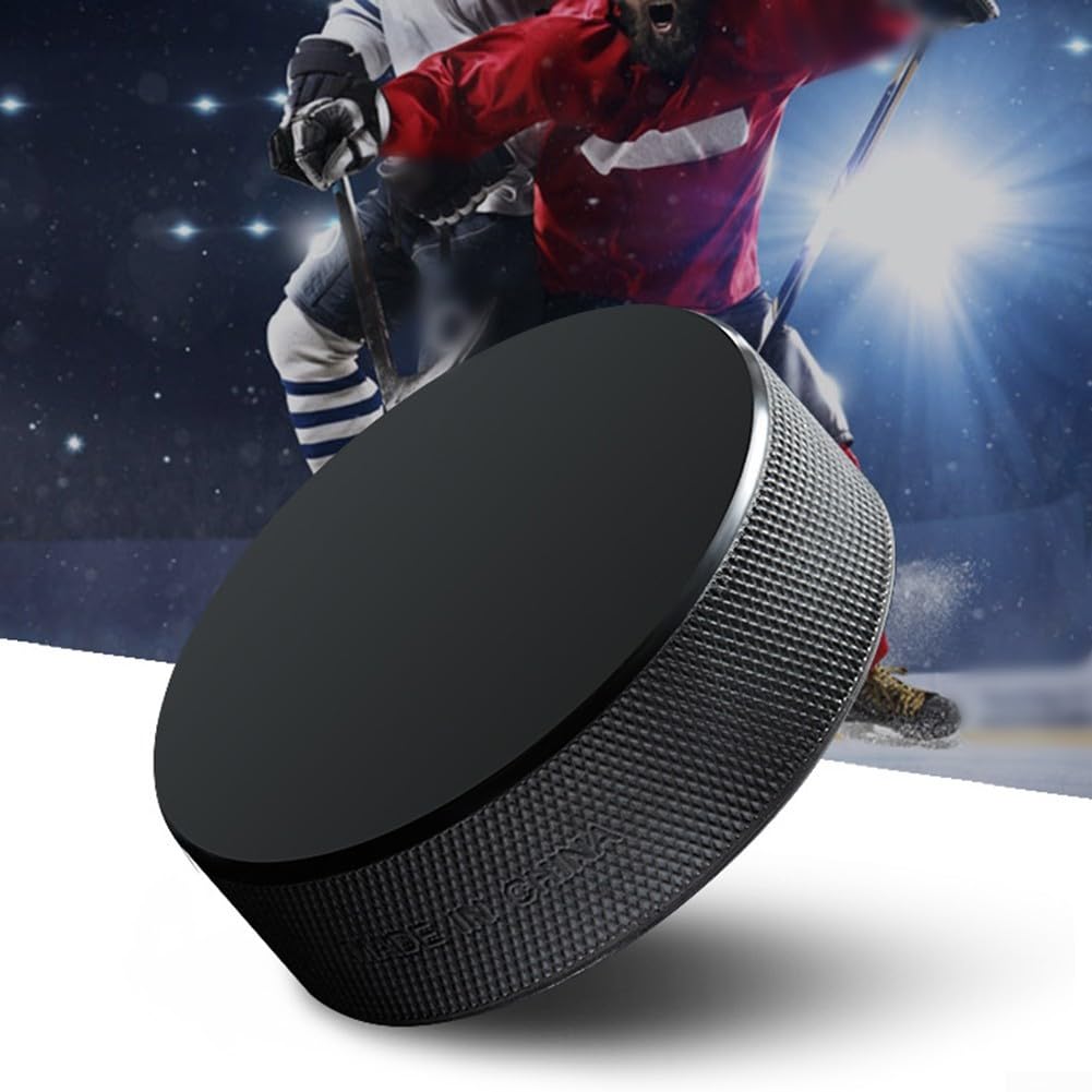 Rubber Ice Hockey Pucks for Indoor Floor Practice & Training – 2-Pack, 7.5 x 7.5 x 2.5 cm, 167g Each, Low-Friction Glide on Carpet/Tiles/Hard Flo