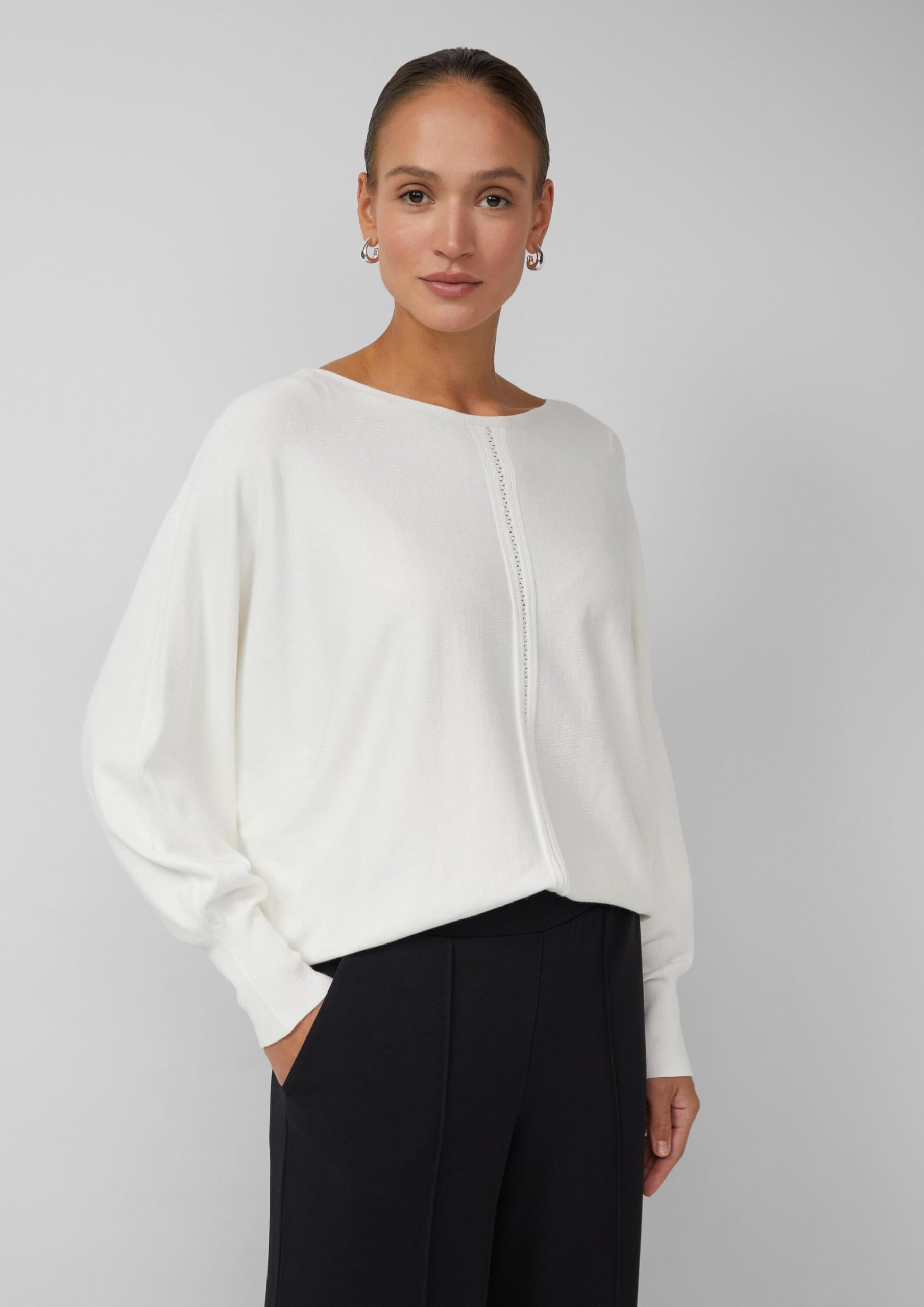 s.Oliver Black Label Damen 2172871 Pullover Langarm mit Ajour-Details