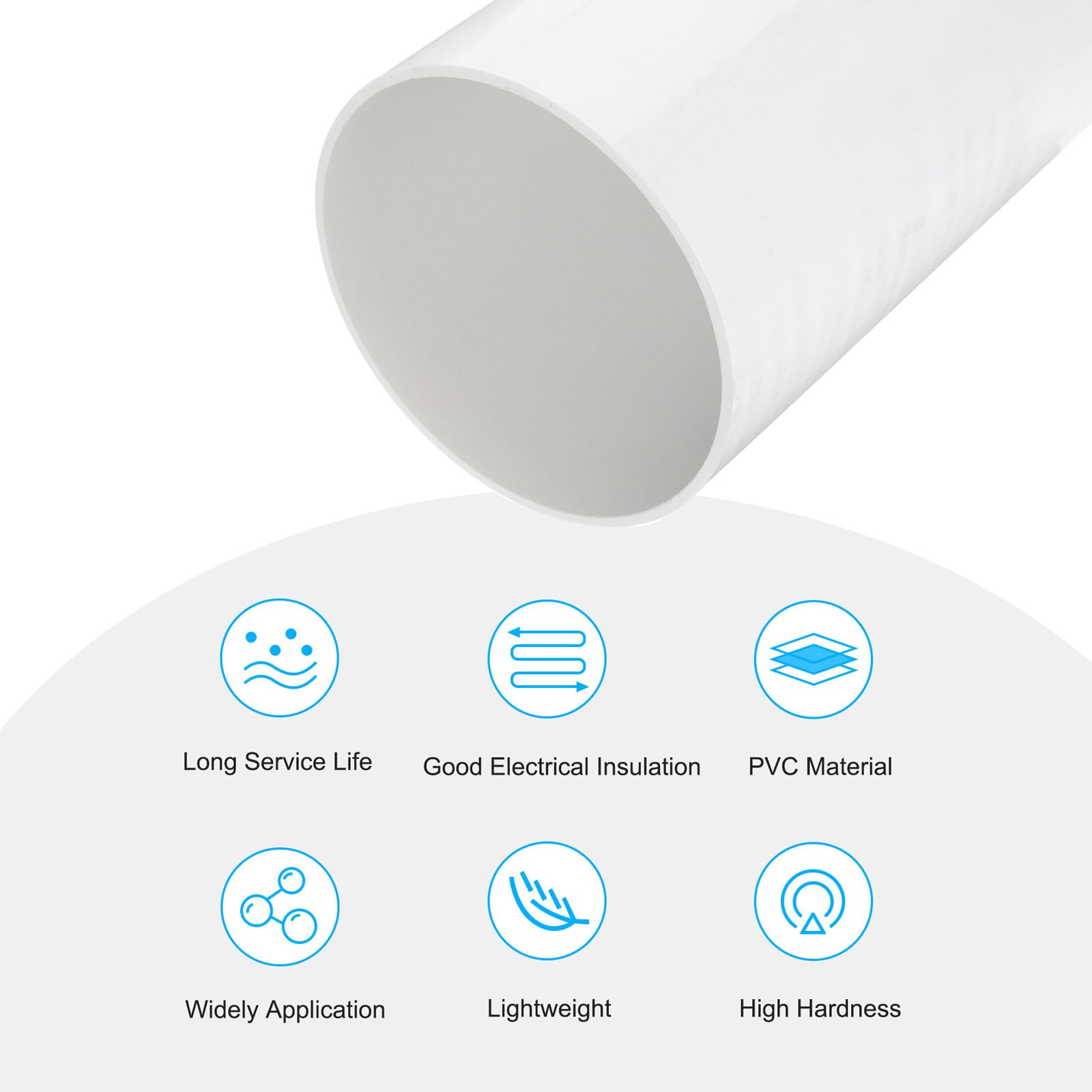 sourcing map Tubo rigido in PVC da 15,2 cm, rotondo, diametro interno 152 mm, diametro esterno 160 mm, lunghezza 22,9 cm, bianco, ad alto impatto, per tubi dell'acqua, artigianato, manicotto per cavi