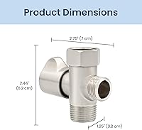 Vista 7 de Adaptador en T de válvula de cierre LUXE Bidet de 7/8" x 7/8" x 1/2" para bidés, compatible con accesorios de bidé de la serie NEO