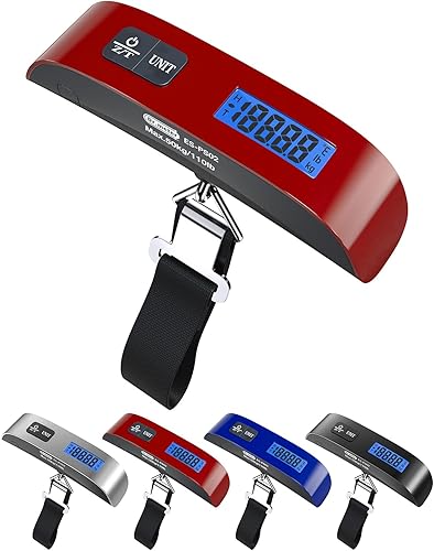 Dr.meter - Báscula de equipaje con retroiluminación LCD PS02 de 110 libras110.2 lbs, equilibrio electrónico, accesorios de viaje postales digitales