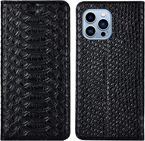 Étui iPhone 14 Pro portefeuille cuir véritable noir pour vidéo mains libres