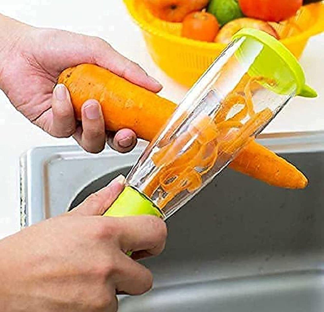 HAB Mart Stainless Fruits_Vegetable Peeler for Kitchen with Storage Container Peeling Tool - Multicolor-0
