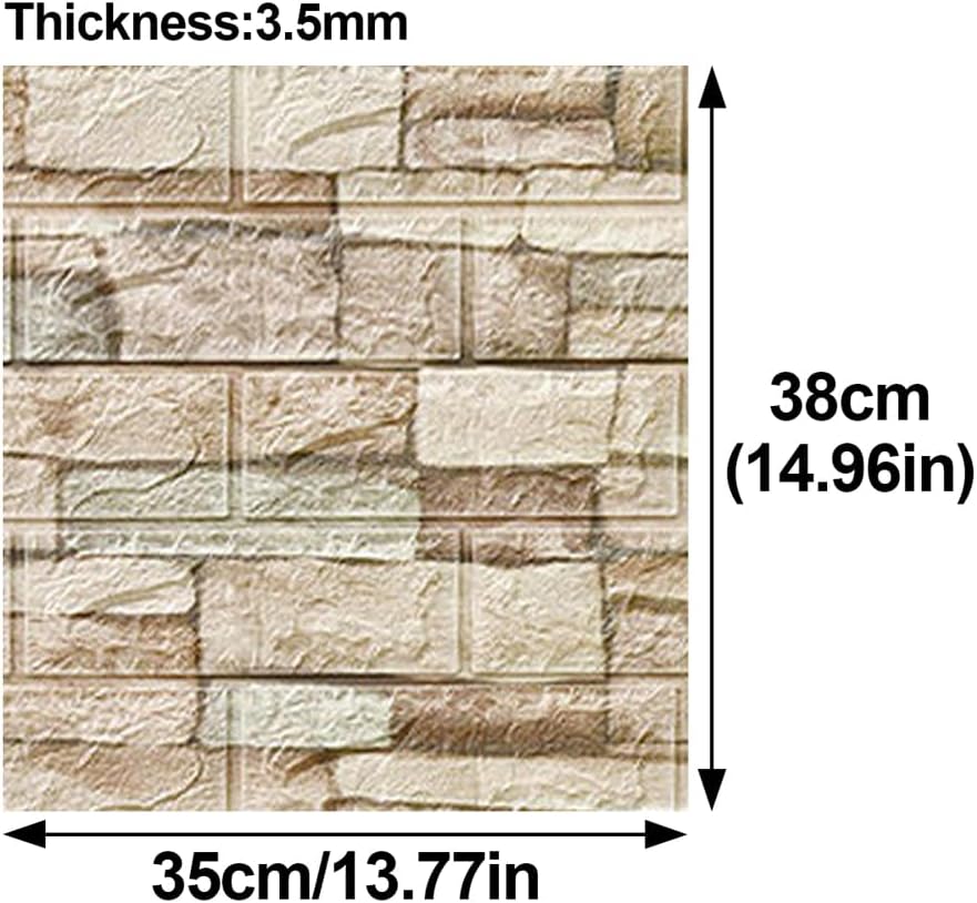 ECYC Ltd 20 Pcs 3D Foam Wall Panels Self Adhesive Foam Brick Wall Covering Panels Waterproof Foam Brick Wallpaper Peel and Stick Faux Stone Brick Wall Panels Sticker for Home Office Decoration