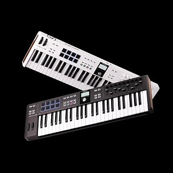 Arturia KeyLab Essential Mk3 61-Key USB MIDI Controller Keyboard, White 231531 Bundle with 2 YR CPS Enhanced Protection Pack and OnStage MDC-5 5-Ft Male-to-Male MIDI Cable