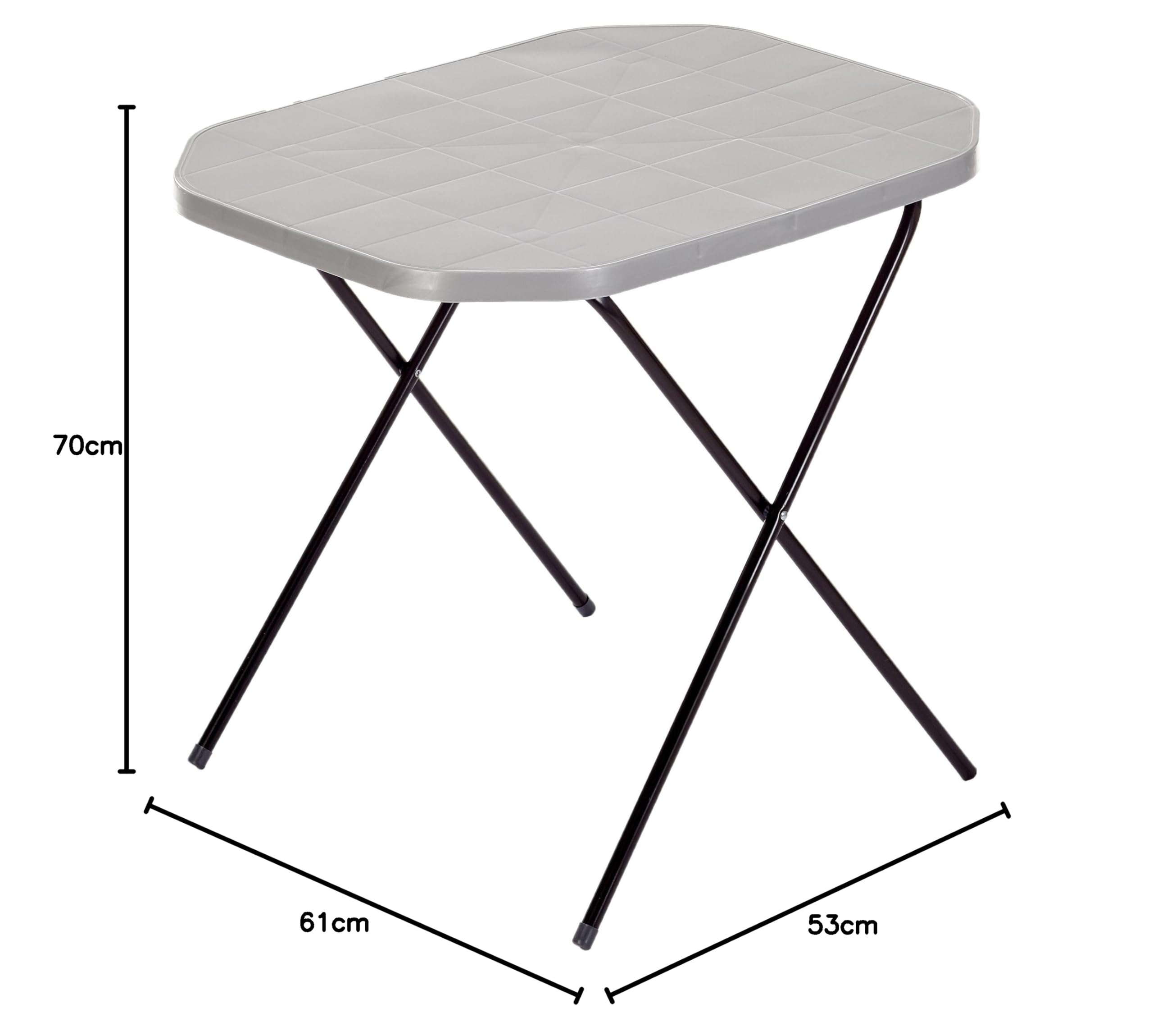 Patio Tavolo da Giardino Piccolo Pieghevole 70 x 53 cm tavolino da Esterno Rettangolare Grigio Leggero