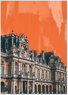 Palace of Versailles Vintage Art Print Poster Canvas Wall Art, Rustic Sunset Theme Artwork Decor, Famous World Landmarks Painting for Bedroom, Living Room Art Decorations (Palace of Versailles)