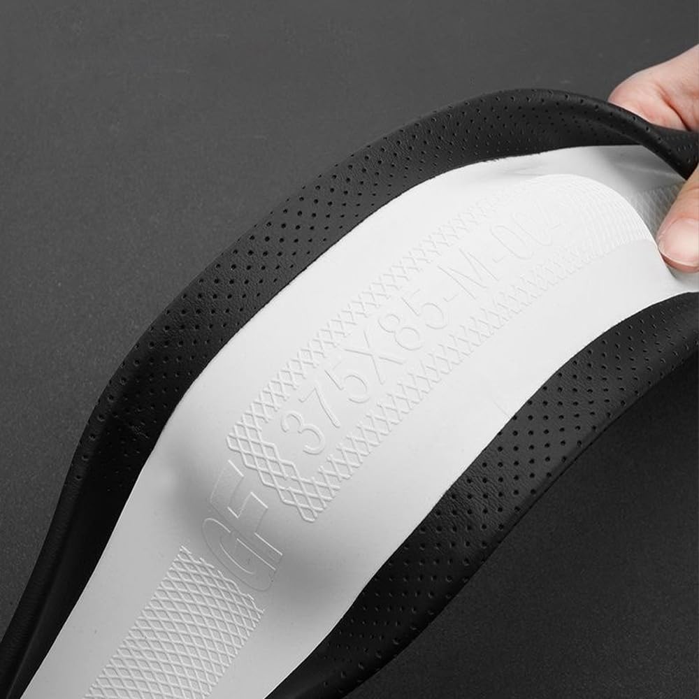 Auto-Lenkradbezug, perforiertes Leder, flache Unterseite, universal, 37–38 cm, passend für Volkswagen für VW Golf GTI/R Tiguan Polo ID.3 & ID.4 Touareg Arteon (passend für VW, D-Form)