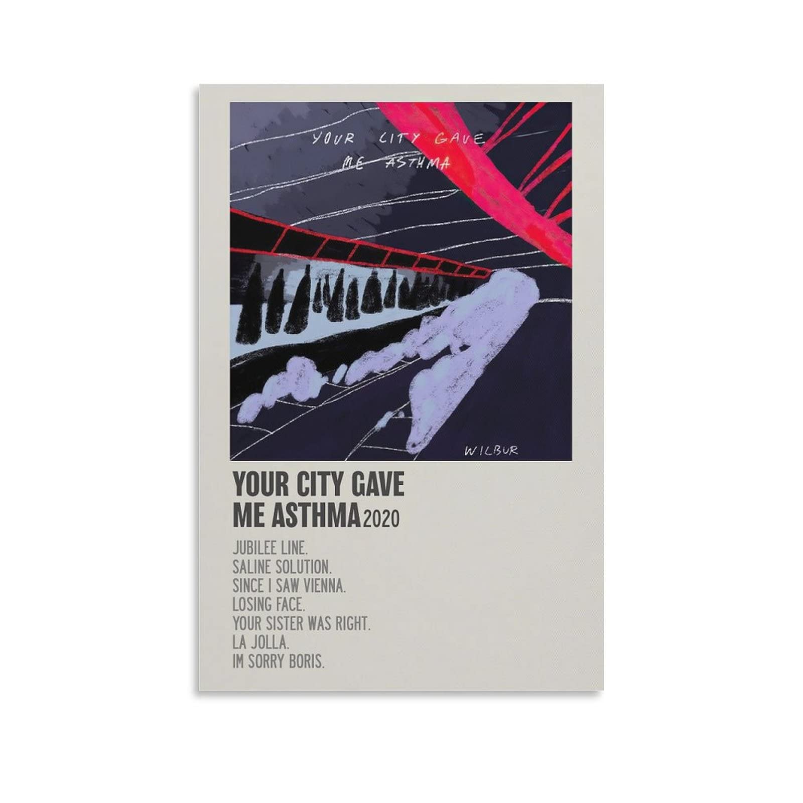 SIPMAN Wilbur Your City Gave Me Asthma Canvas Print Home Decorations Posters for Room Aesthetic Wall Art Poster Wilbur Your City Gave Me Asthma 12x18inch(30x45cm)