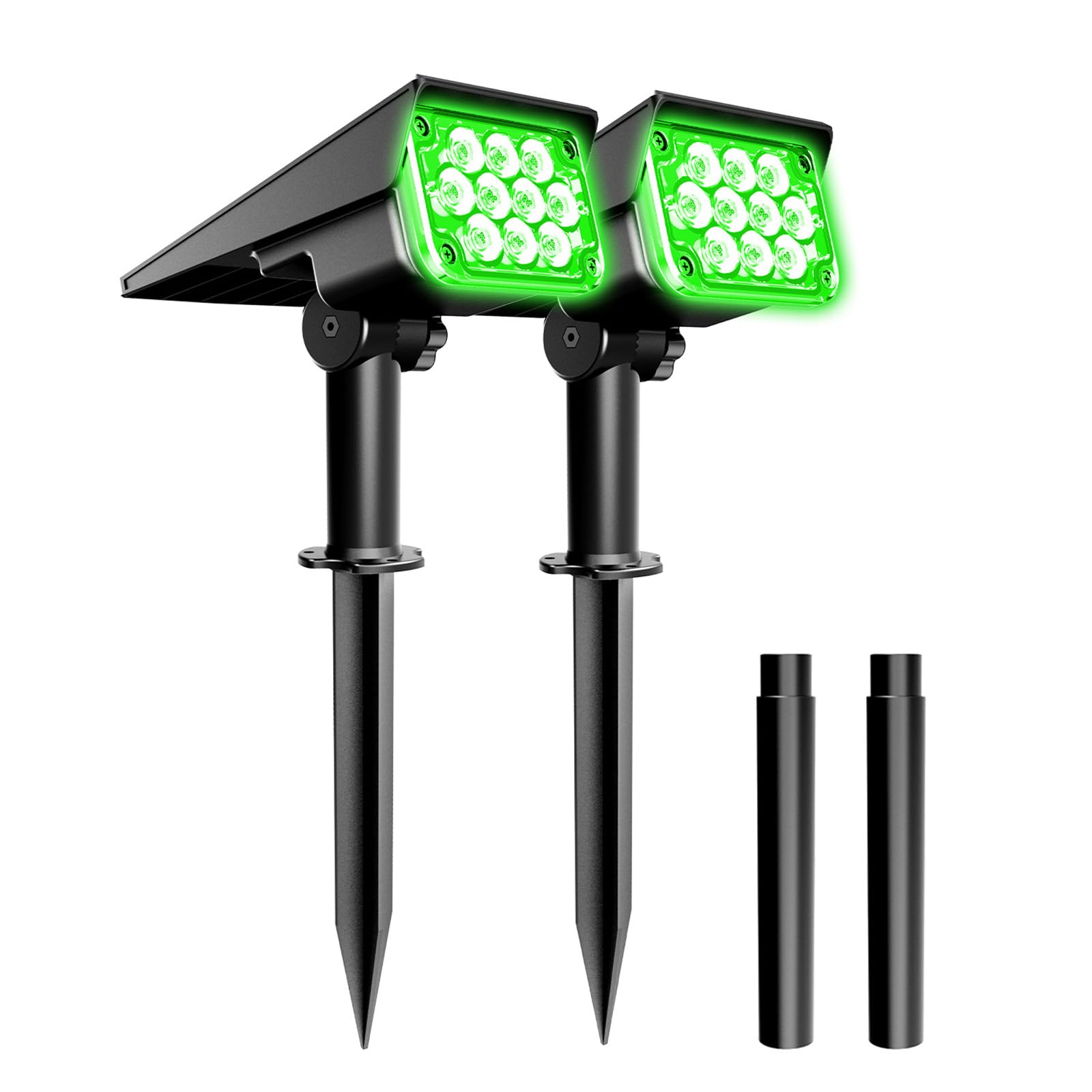 ZbOLi Confezione da 2 faretti solari a LED Impermeabili IP65 per Esterni, accensione/spegnimento Automatico da Incasso a Terra/Parete, per Giardino, Patio, vialetto, Stagno, terrazza