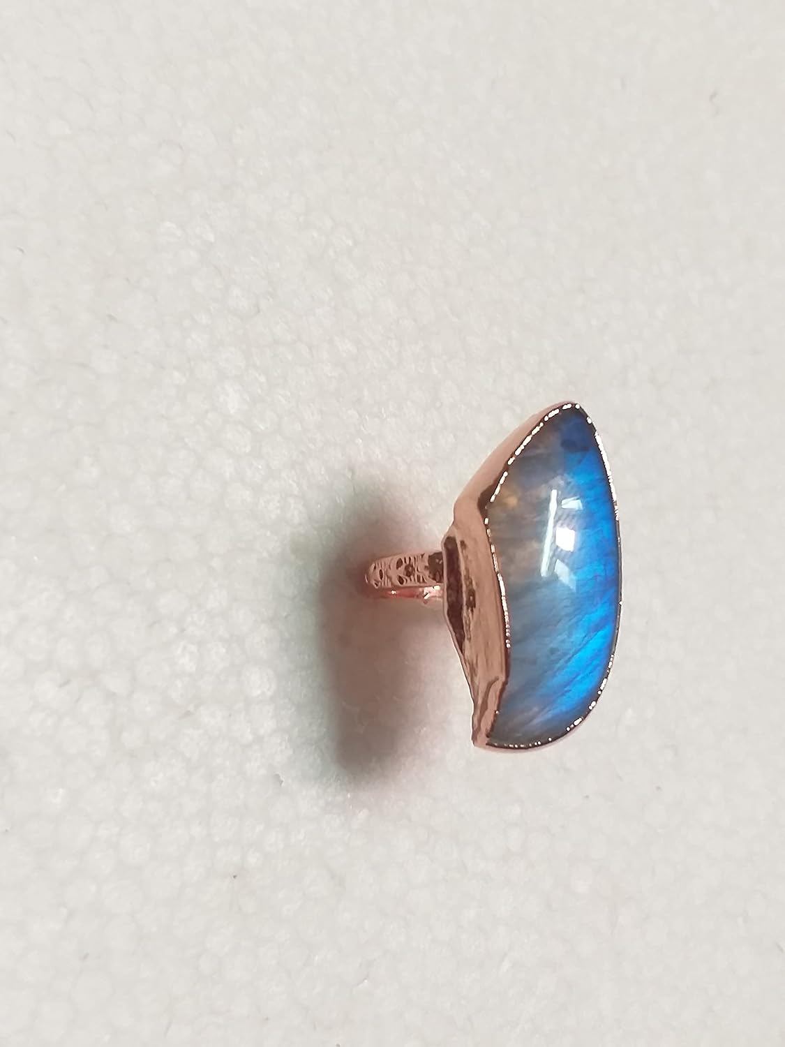 Natural Rainbow Moonstone Rings, Solitaire Rings, Boho Ring, Rose Gold Plated Ring, Unique Shape Rings, June Birthstone Rings, Engagement Ring, Healing Crystal Ring