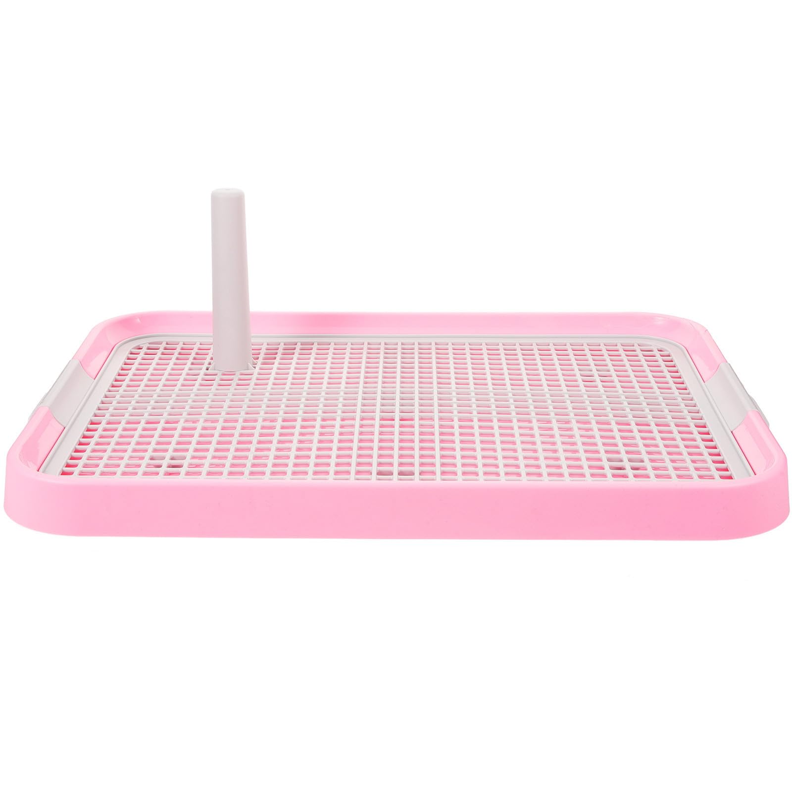 Toilettes pour chiot intérieur rose avec grille amovible et double bac