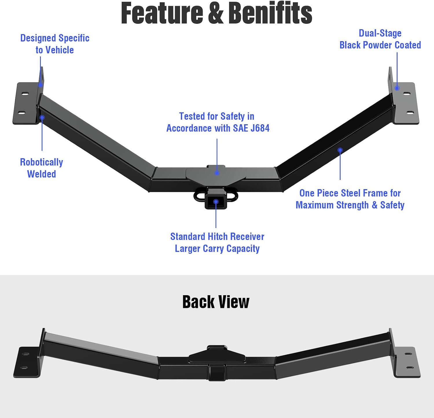 APS Rear Trailer Hitch, 2 inch Towing Hitch Receiver Class 3 Hitch Cover Included Compatible with Kia Sorento Hyundai Santa Fe 2011-2013