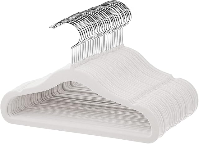 ManGotree Baby Velvet Clothes Hangers, Kids Toddler Childrens Hangers for Clothes Space Saving Non-Slip (30 Pack, White)