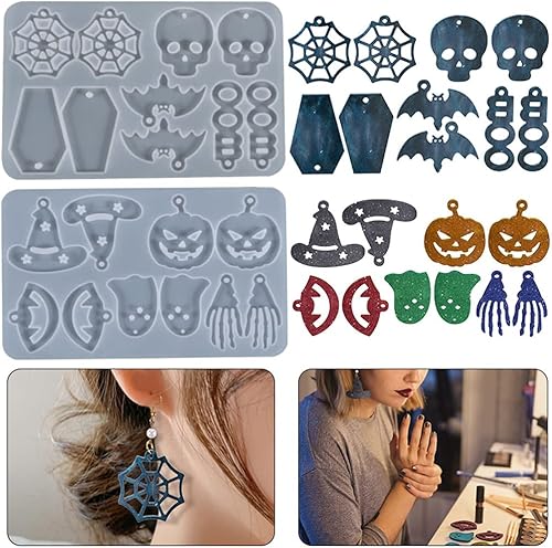 Miniatura 4 de Moldes de resina para aretes de fantasma de Halloween, moldes de fundición de joyería, molde de silicona para colgante de resina epoxi, moldes de