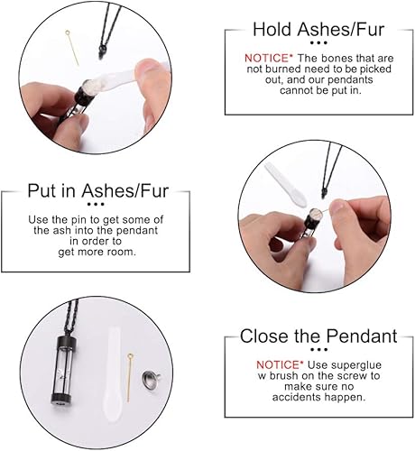 Miniatura 5 de abooxiu Collar de urna de reloj de arena para cenizas, joyería de cremación para cenizas, collar de cenizas de recuerdo conmemorativo de acero