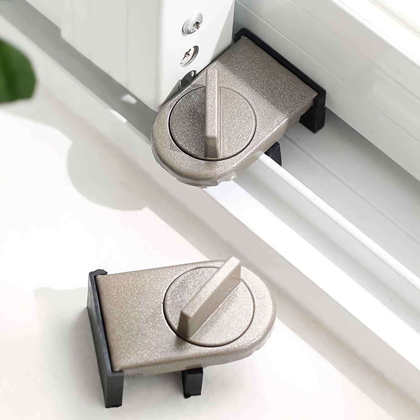Aluminum Alloy Sliding Door & Window Lock, Anti-Theft & Anti-Pinch Safety Lock, No-Drill Install, Pet-Proof Two-Way Security