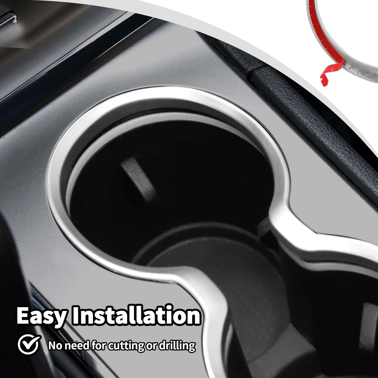 JWWY Front Cup Holder Ring Surround Trim Fit for 2011-2021 Jeep Grand Cherokee Interior Accessories abs Silver