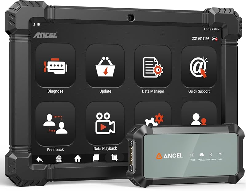 ANCEL X7HD PRO Escáner de camiones de servicio pesado de 10,1 pulgadas, herramienta de diagnóstico diésel de sistema completo con regeneración DPF, reinicio 42+, prueba bidireccional y activa, codificación ECU, escáner HDOBD/OBD2 para camiones diésel - Gris