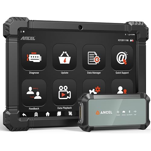 ANCEL X7HD PRO 10.1'' Heavy Duty Truck Scanner, Full-System Diesel Diagnostic Tool with DPF Regen, 42+ Reset, Bi-Directional and Active Test, ECU Coding, HDOBD/OBD2 Scanner for Diesel Trucks - Grey