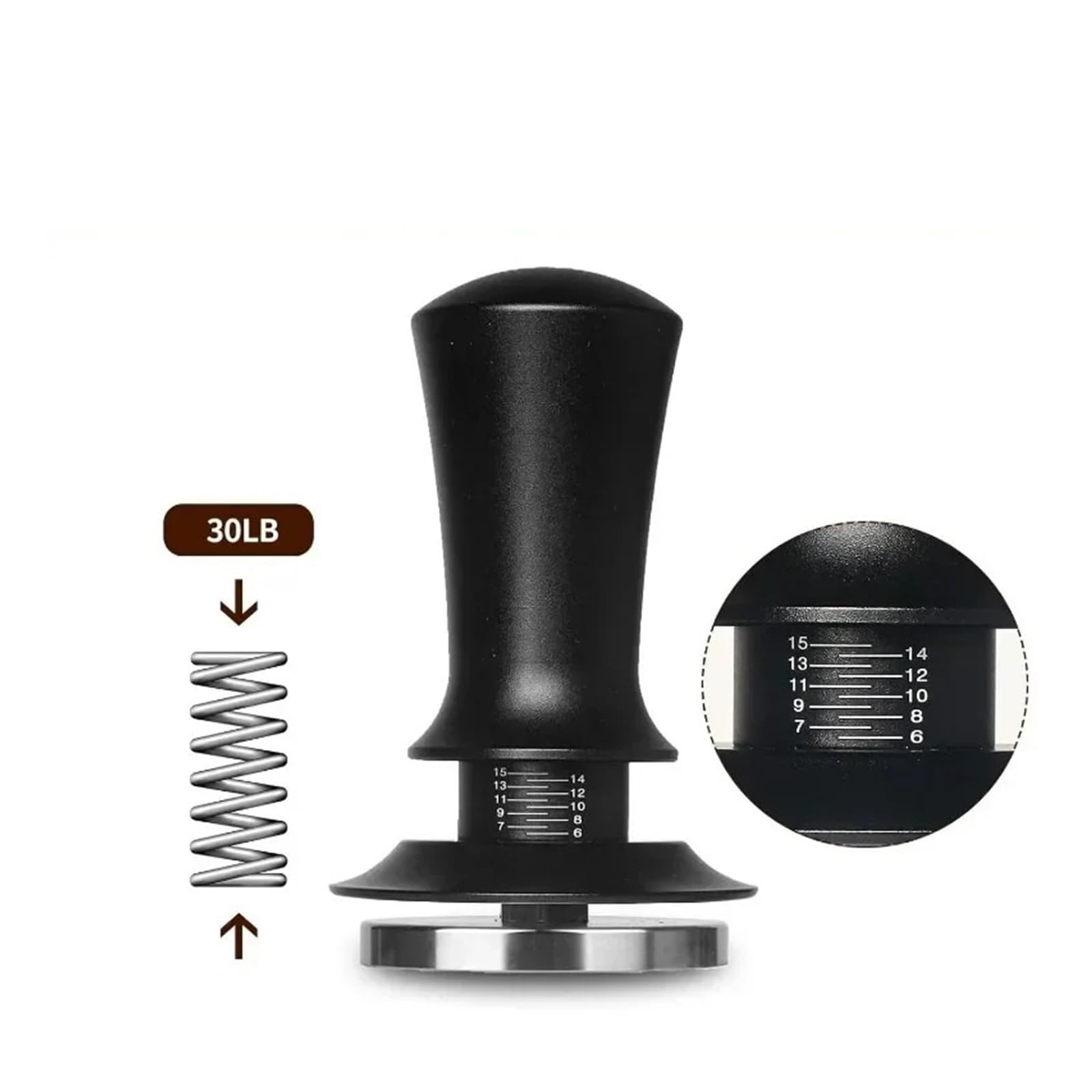 Pressino da 58 mm, caffè barista con molla calibrata, base piatta/filettata in acciaio inossidabile(Flat Base)
