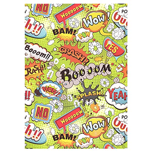 ARKRAFT 3 feuilles de papier cadeau 90 x 65 cm WOW CRASH BOOM (18-8678)