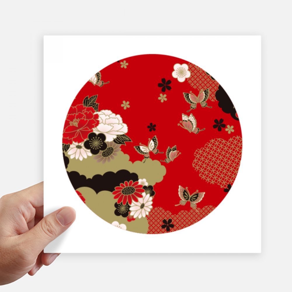 Autocollant sakura japonais motif papillon rouge 20 cm sticker multicolore résistant 4pcs