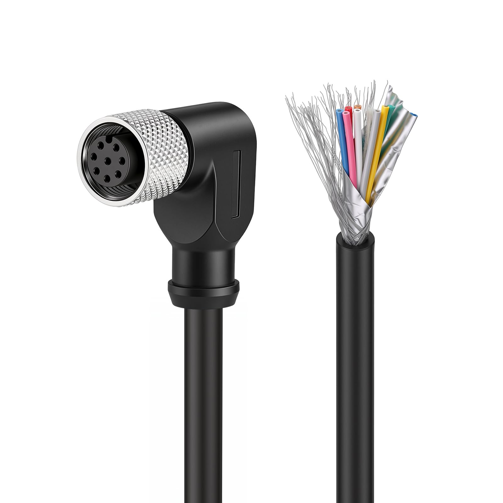 ZBLZGP M12 A-Code 8 Pin Aviation Sensor Male Female Electrical IP67 Waterproof Cable (Elbow 8pin Female, 15M/49.4FT)