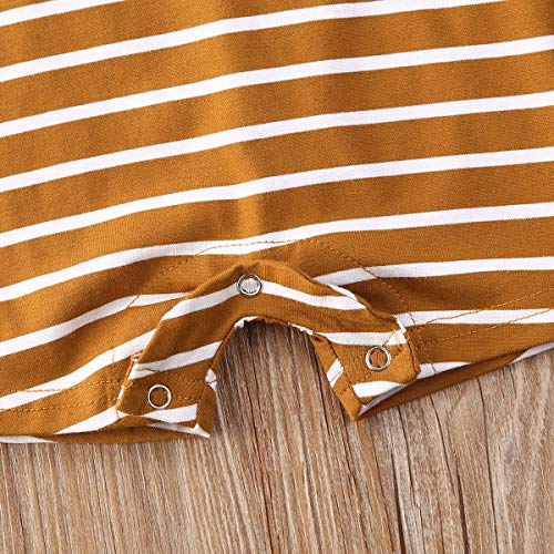 Infant Unisex Baby Boy Girl Romper Striped Sleeveless Plain One Piece Jumpsuits Bodysuit Pajamas Summer Outfits (Brown Striped, 0-6Months) #TOP4