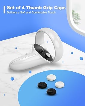 Joystick Replacement Kit for Oculus Quest 2 Controller, Repair Kit for Me-ta Quest 3 Controller, Include 2 Joysticks, T5 Screwdriver, Tweezer, Pry Tool, 4 Thumbstick Grips (Gray-13-in one)