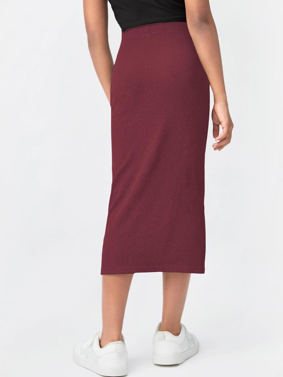 Milumia Girl's High Waisted Bodycon Skirt Ribbed Knit Slim Fit Long Pencil Skirts - Image 3