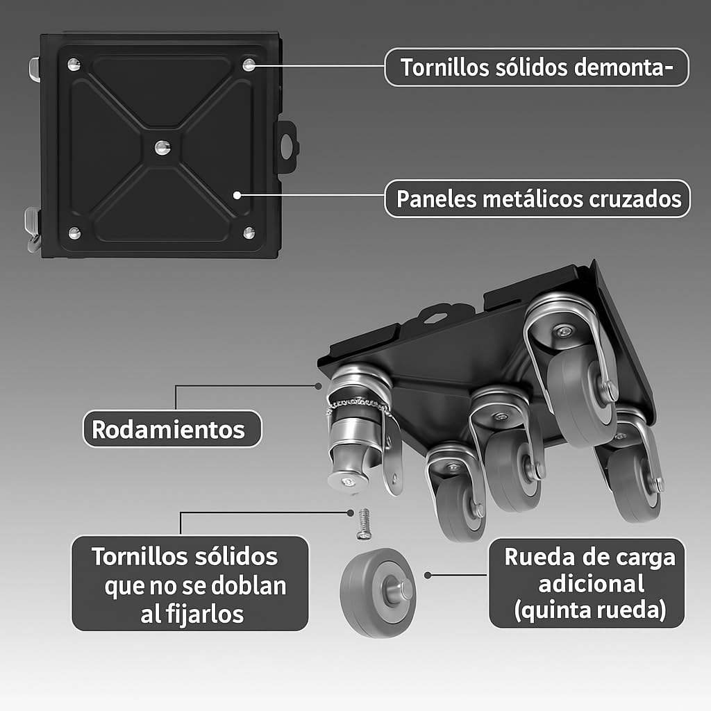 Transportador para Mover Muebles Pesados con Ruedas, Muy Resistente, Materiales, 600 kg, Ruedas para Muebles, Elevador Muebles 360° Ruedas Giratorias, Elevador de Muebles, Acero
