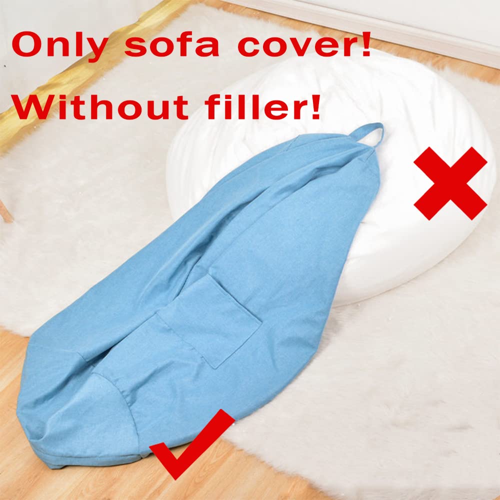 Treer Housse De Pouf Poire Coton Et Lin Pour Adulte Et Enfants, Sans Remplissage, Lavable Pouf Géant De Salon Sofa Housse De Fauteuil Poire Pour Les