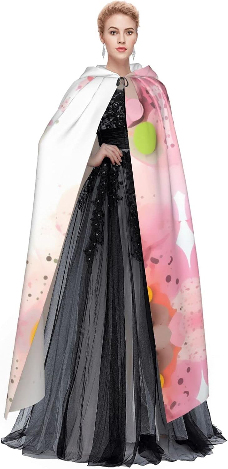 Pink Paper Cutting Art Halloween Adult Hooded Cape, Hooded Robe Cape, Women's Men's Halloween Dress Up Party Cosplay Costumes.