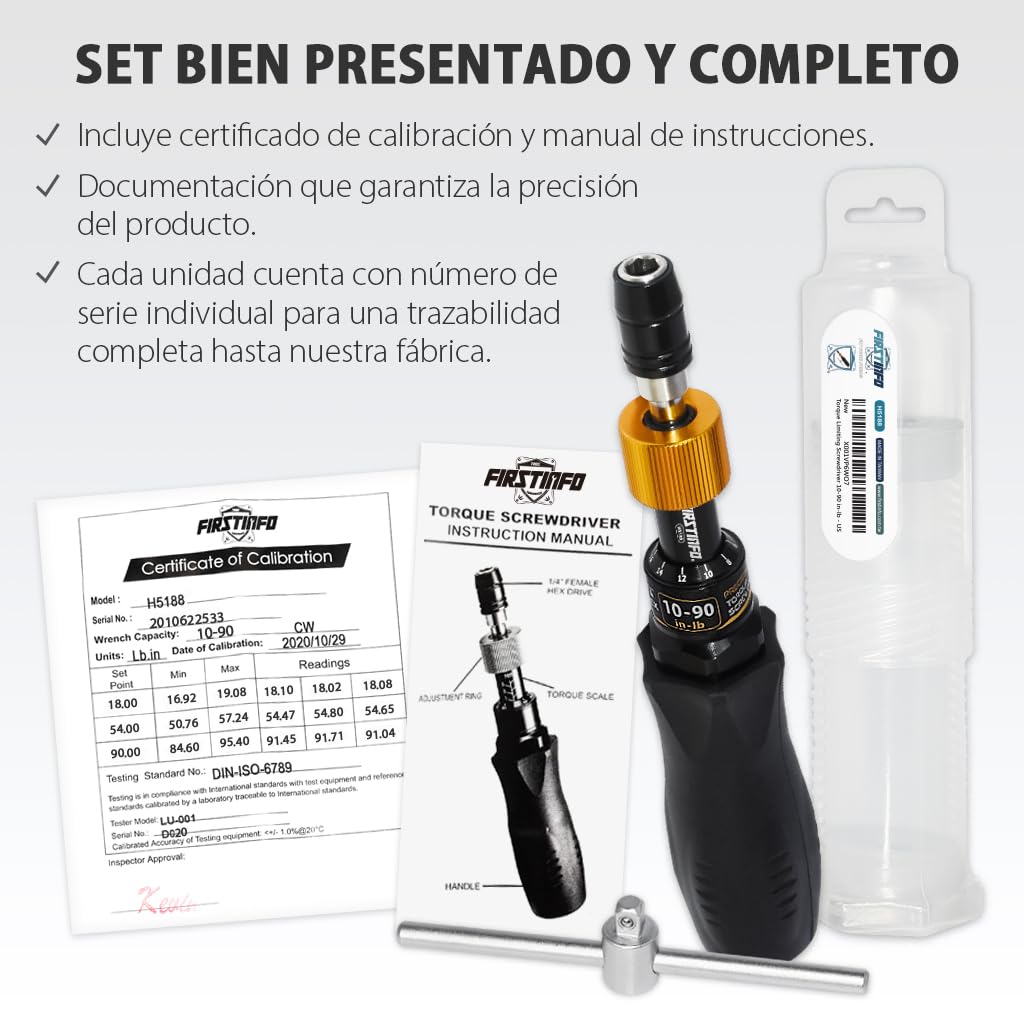 FIRSTINFO H5188 | 1/4" | 10-90in-lb | Destornilladores dinamométricos | Con sistema de cambio rápido Rapidaptor