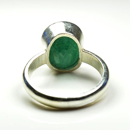Miniatura 7 de Anillos de plata de esmeralda natural para hombre de 7 quilates con piedras preciosas curativas astrológicas en talla 4-13