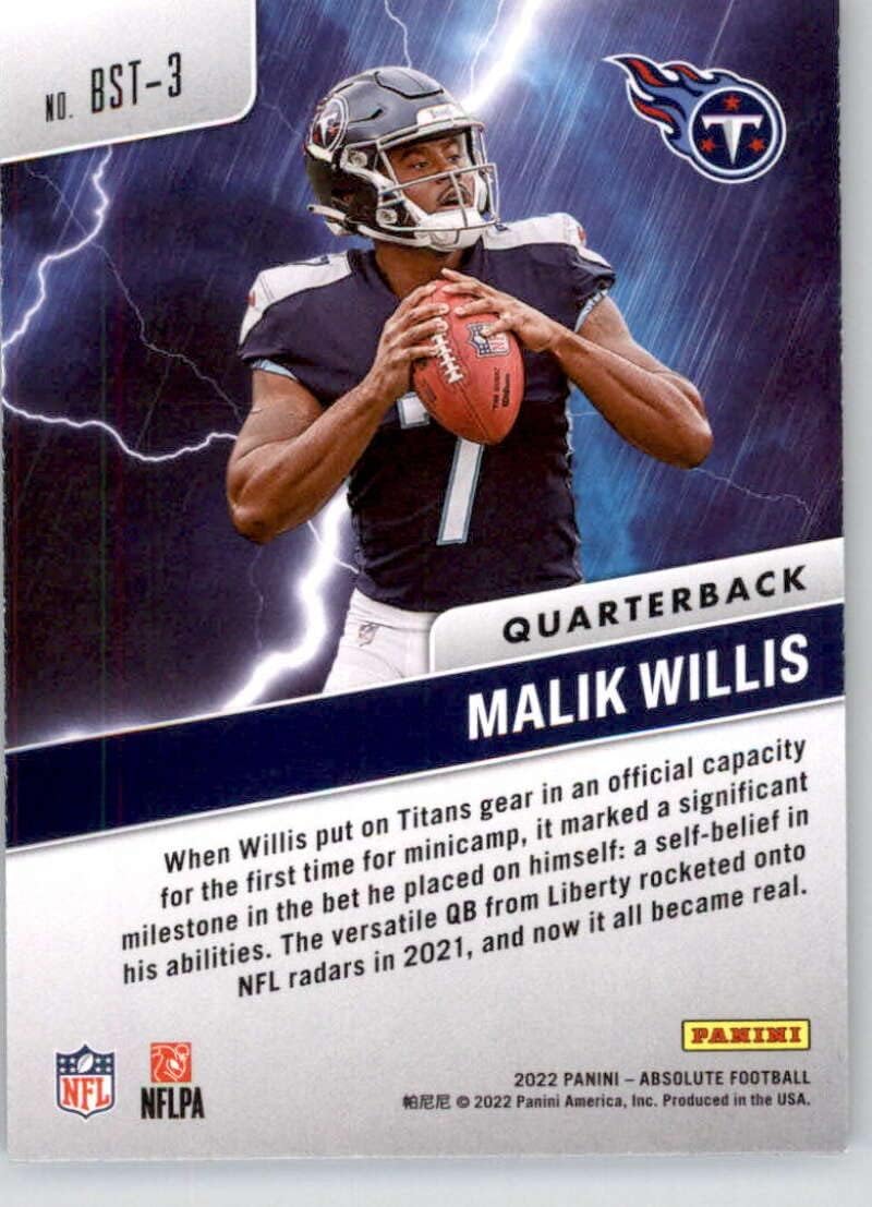 2022 Panini Absolute By Storm #3 Malik Willis ROOKIE CARD NM-MT