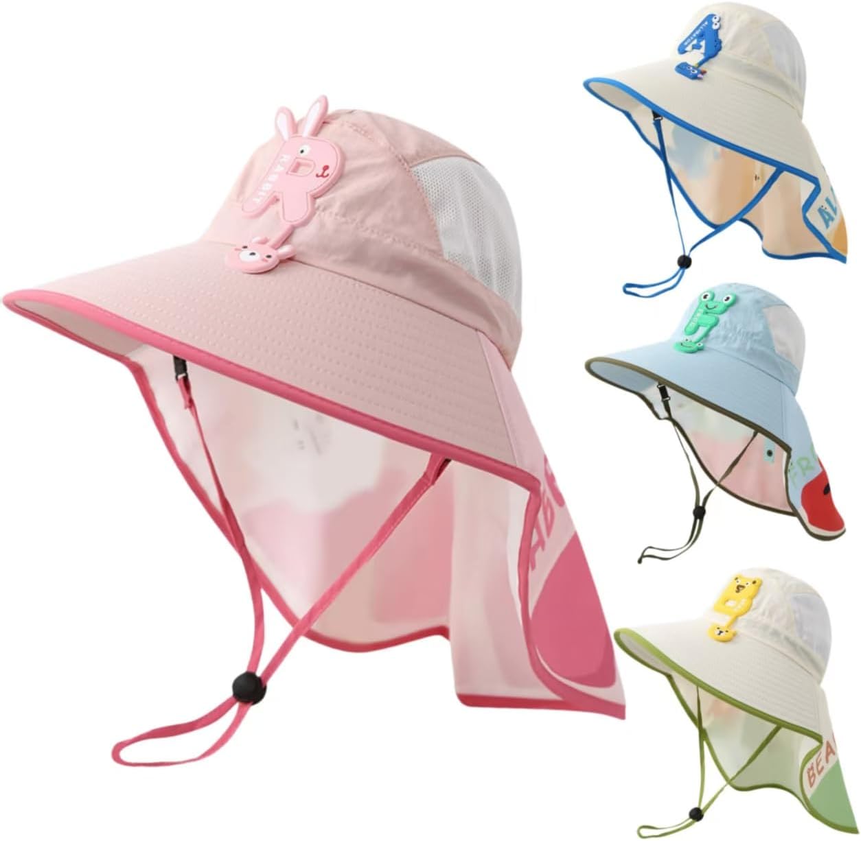 Kids Sun Hat Kids Beach Hat with UPF 50+ Extra Wide Brim Neck Flap Adjustable Sun Protection Hat for Boys Girls Ages 3-12