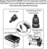 Car Cigarette Lighter Socket, 2-Way Car Socket Splitter adapter, 1 to 2 cigarette lighter extension ，DC 12V/24V Car Lighter, Dual Socket Adapter with 15A Fuse (1 to 2 cigarette lighter) - Image 6
