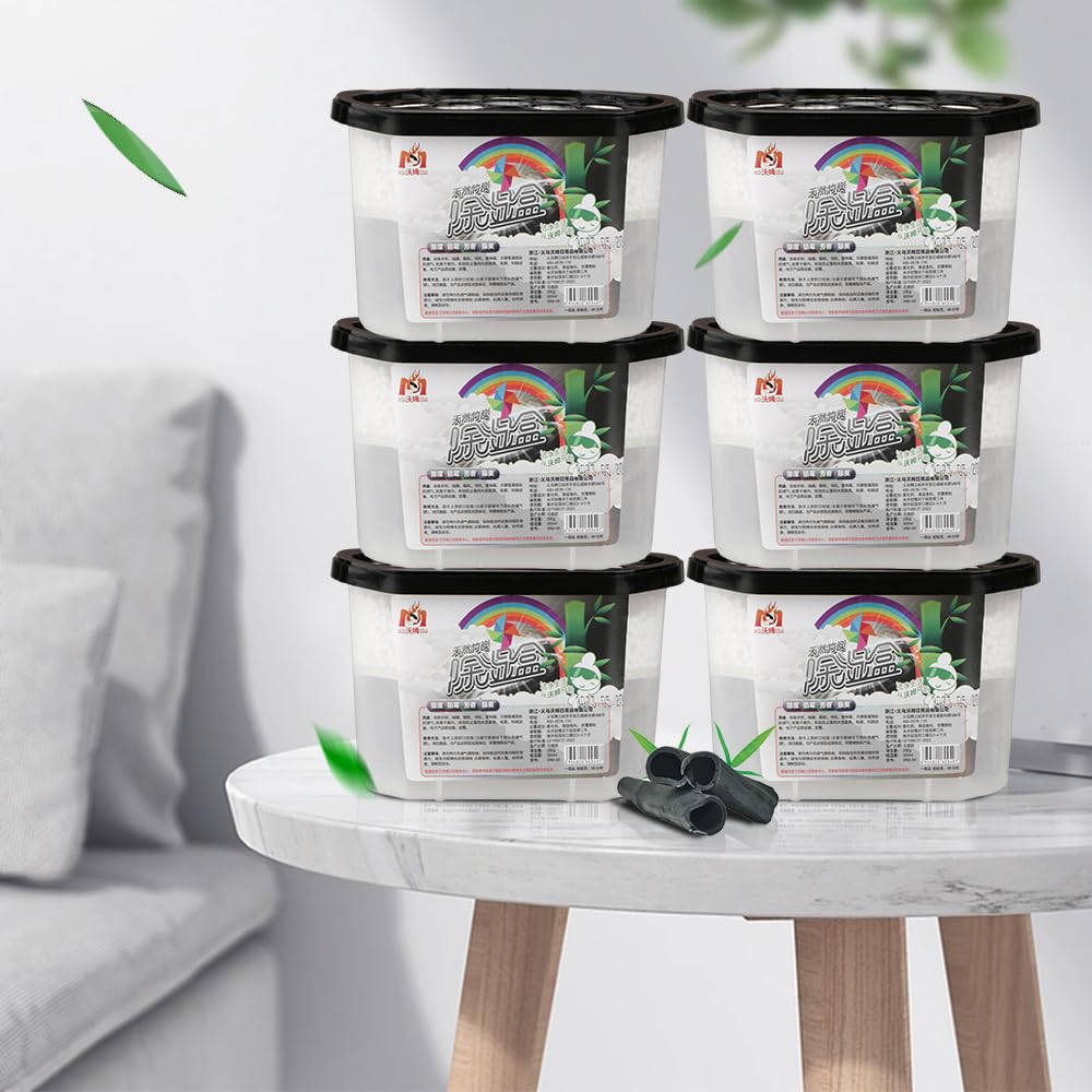 Homarket Household Dehumidifier Activated Charcoal Moisture Absorber and Odor EliminatorWardrobe Hygroscopic Anti-Mold Deodorizing Moistureproof Desiccant (6Pack)