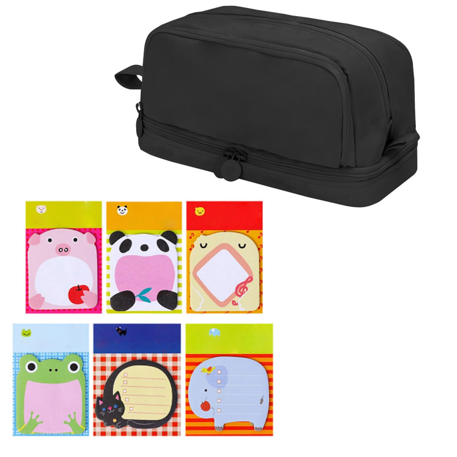 Hittriu Black Pencil Case for Girls Boys, Large Capacity Pencil Pouch with 4 Compartments, Sturdy Zipper Oxford Cloth Pen Case for School Office (Black)