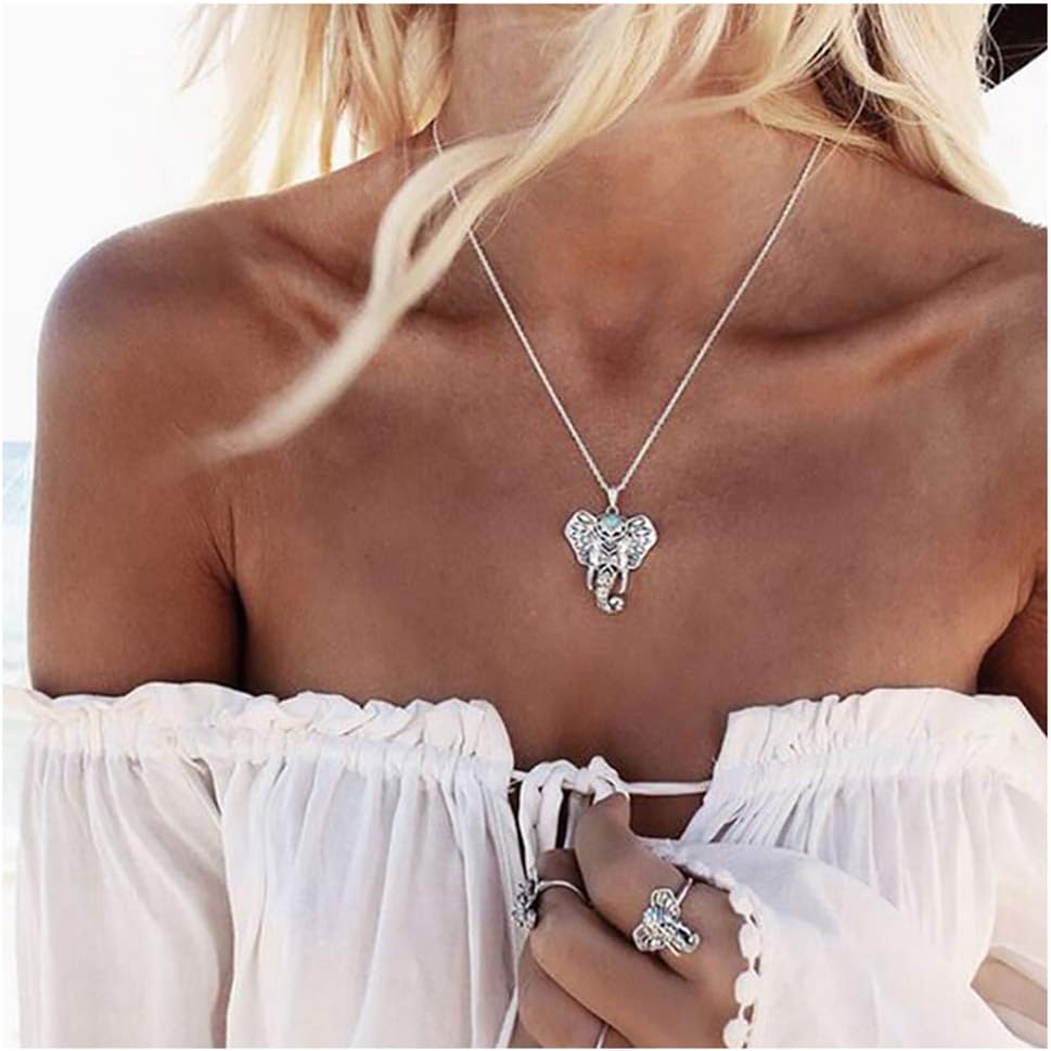 AimimierAfrican Choker Necklace Elephant Necklace Elephant Head Charm Pendant Necklace Beach Jewelry for Women and Girls